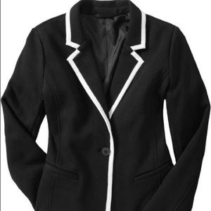 Old Navy Black Knit Blazer w/White Piping